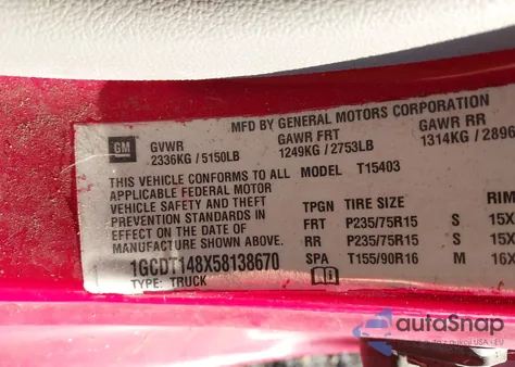 2005 Chevrolet Colorado from USA, damaged, VIN 1GCDT148X58138670